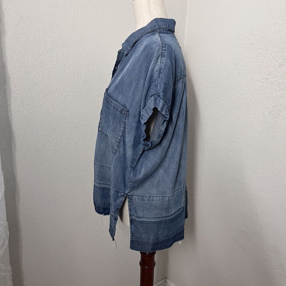 Rails Button-Front Blue Chambray Shirt Women Size… - image 3